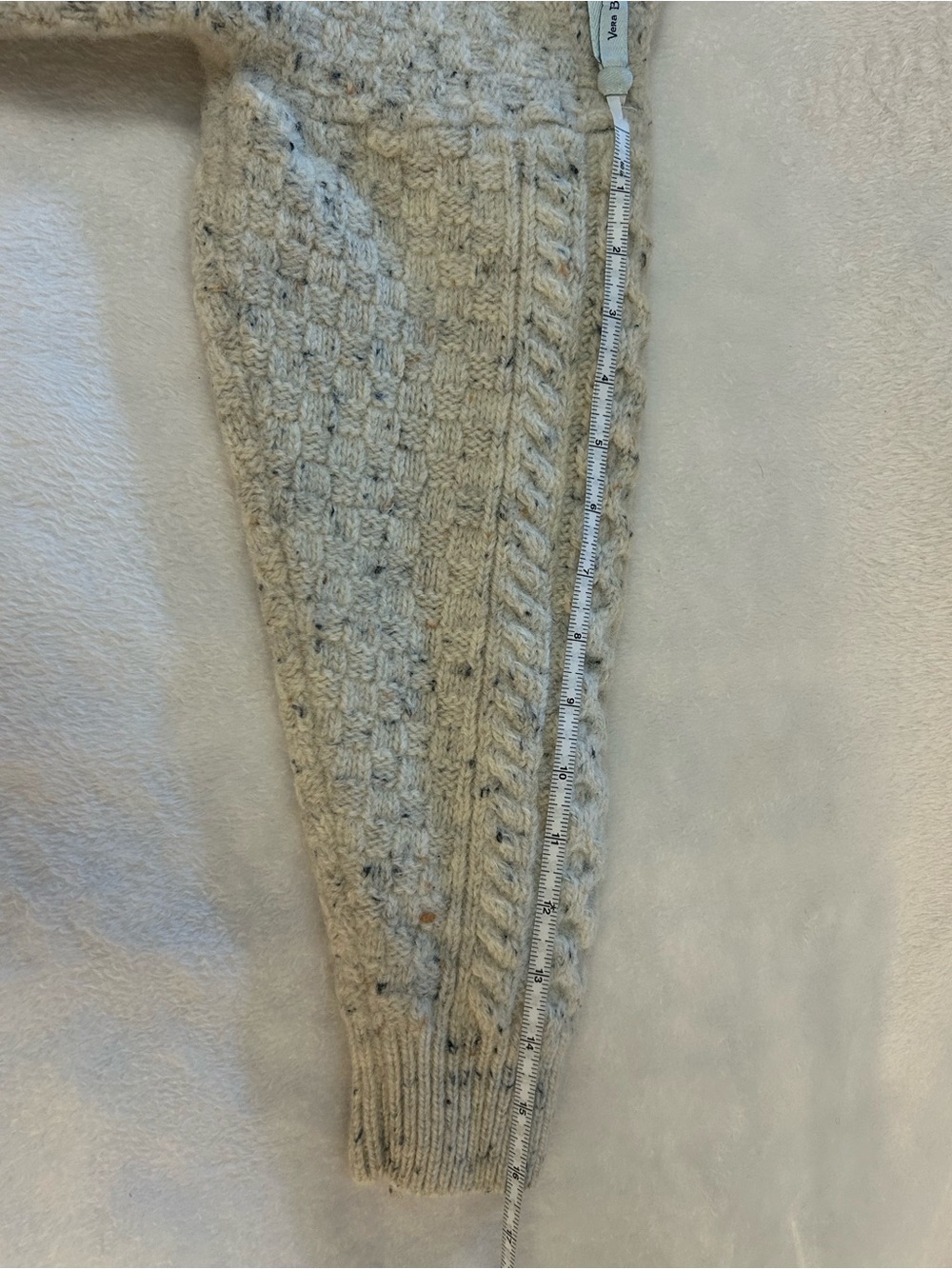 AranCrafts Ireland 100% Wool Fisherman Cable Knit Sweater Cream Size M - Picture 9 of 13